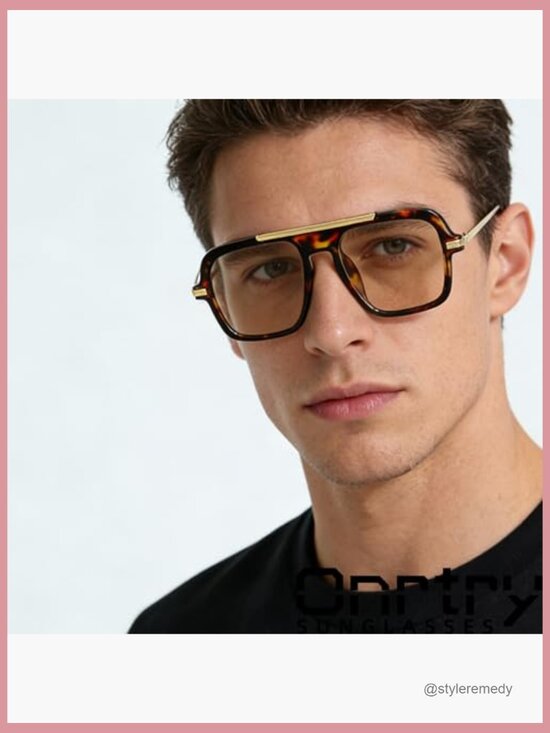 Retro Square Aviator Sunglasses Vintage Big Frame UV400 Protection main image 4